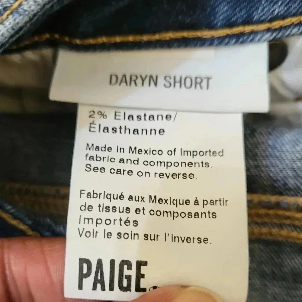 Paige Distressed Daryn Denim Raw Hem High-Rise Shorts(26)